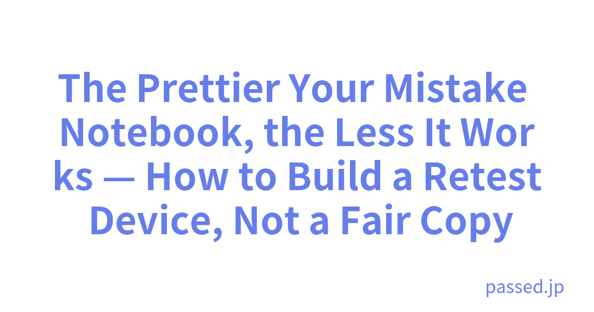 The Prettier Your Mistake Notebook, the Less It Works — How to Build a Retest Device, Not a Fair Copy